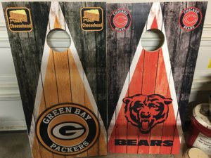 Green Bay Packers Chicago Bears cornhole boards