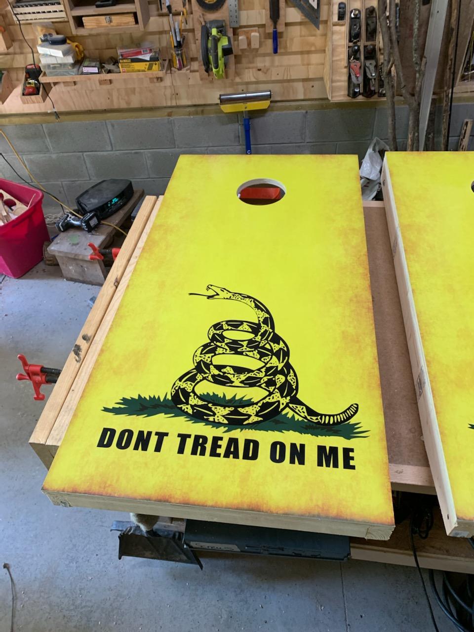 You are currently viewing Gadsden Flag cornhole set