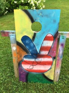 peace sign cornhole board